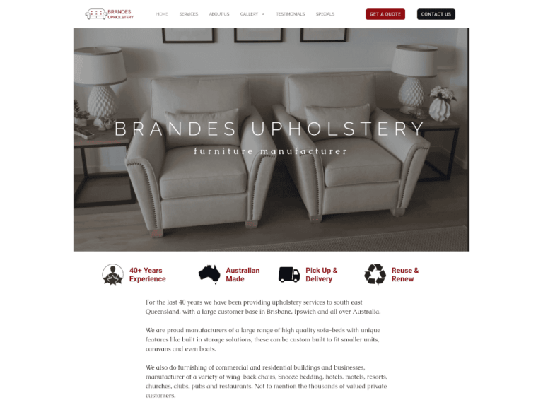 Brandes Upholstery Website